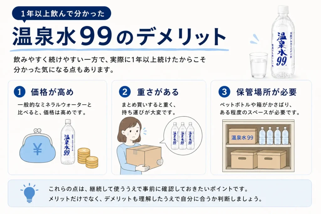 温泉水99を1年以上飲んで分かったデメリット