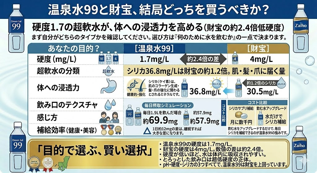 温泉水と財宝の浸透率