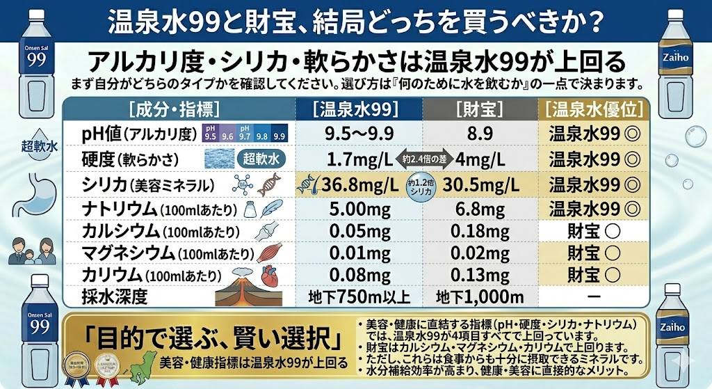 温泉水と財宝の成分