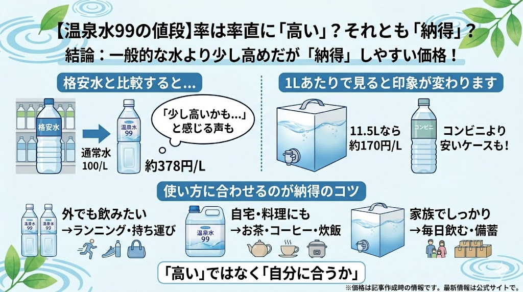 温泉水99の値段は高い？率直な答え